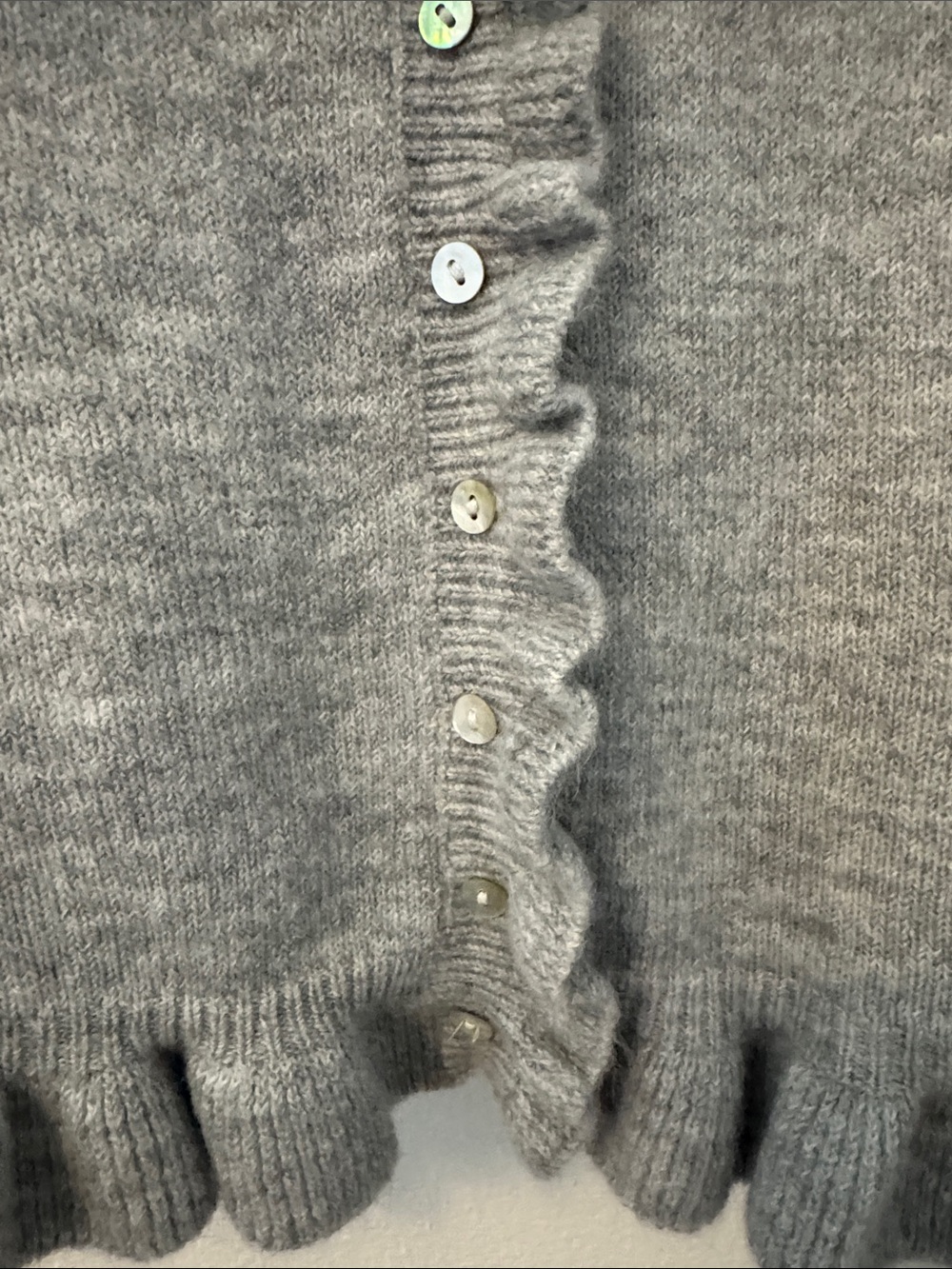 CeCe Grey Ruffle-Trim Cardigan Sweater - Picture 3 of 6